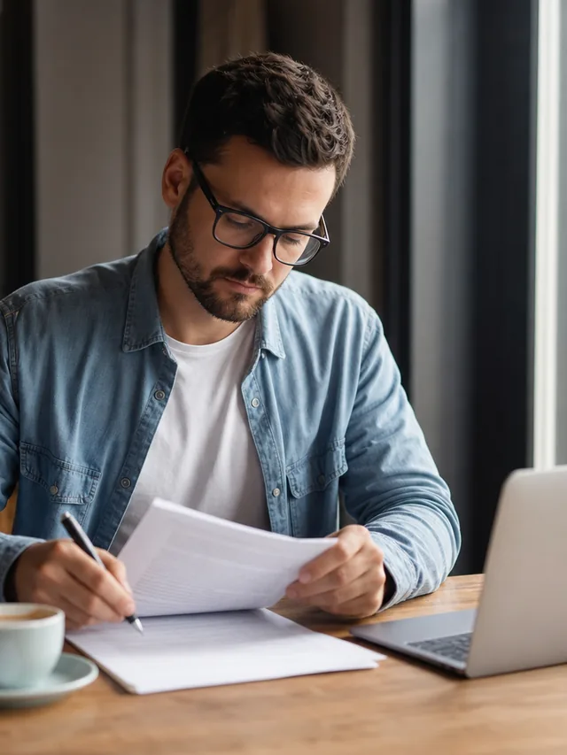 Content marketer editing a draft article