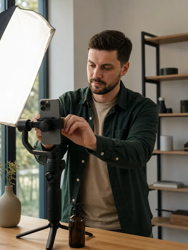 Social media manager filming a product with a phone